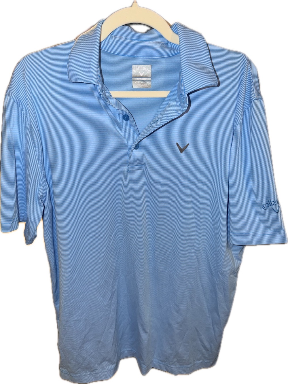 Callaway Light Blue Men's Golf Polo with Subtle Stripe Texture